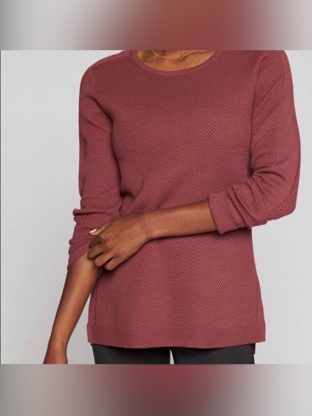Athleta Honeycomb Textured Crewneck Sweater in Dusty Rose